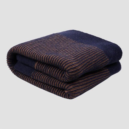 Maqoljln Navy Striped Knitted Throw