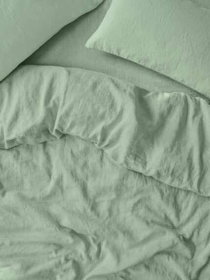 Maqoljln Sage Green Linen Blend Duvet Cover