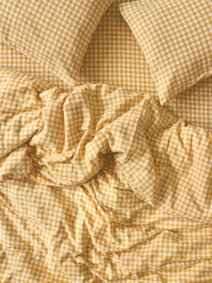 Maqoljln Honey Gingham Linen Blend Duvet Cover