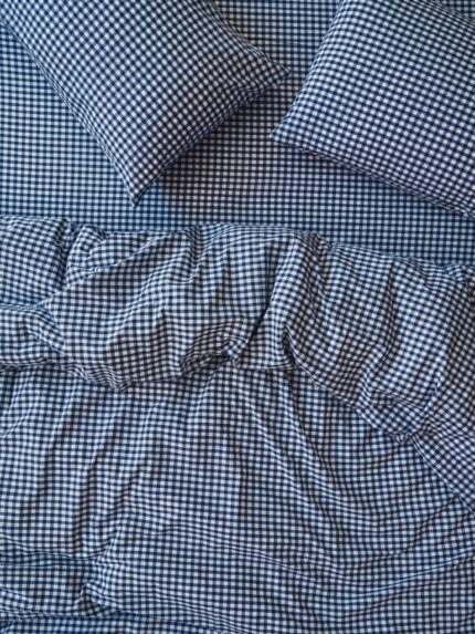 Maqoljln Indigo Small Gingham Cotton Duvet Cover