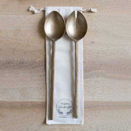 Maqoljln Forged Brass Pair of Salad Servers