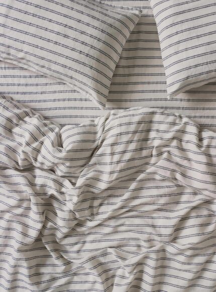 Maqoljln Ivory Kemptown Stripe Linen Blend Duvet Cover