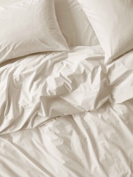 Maqoljln Mindful Cream Washed Cotton Percale Duvet Cover