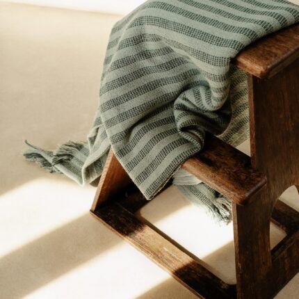 Maqoljln Pine Green Pembroke Stripe Wool Throw