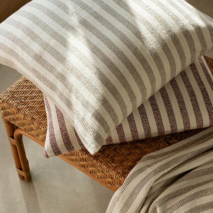 Maqoljln Oatmeal Pembroke Stripe Wool Cushion Cover