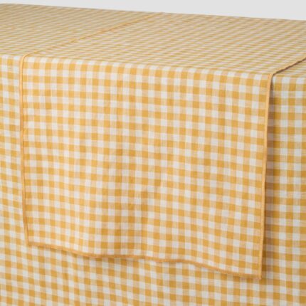 Maqoljln Honey Gingham 100% Linen Table Runner